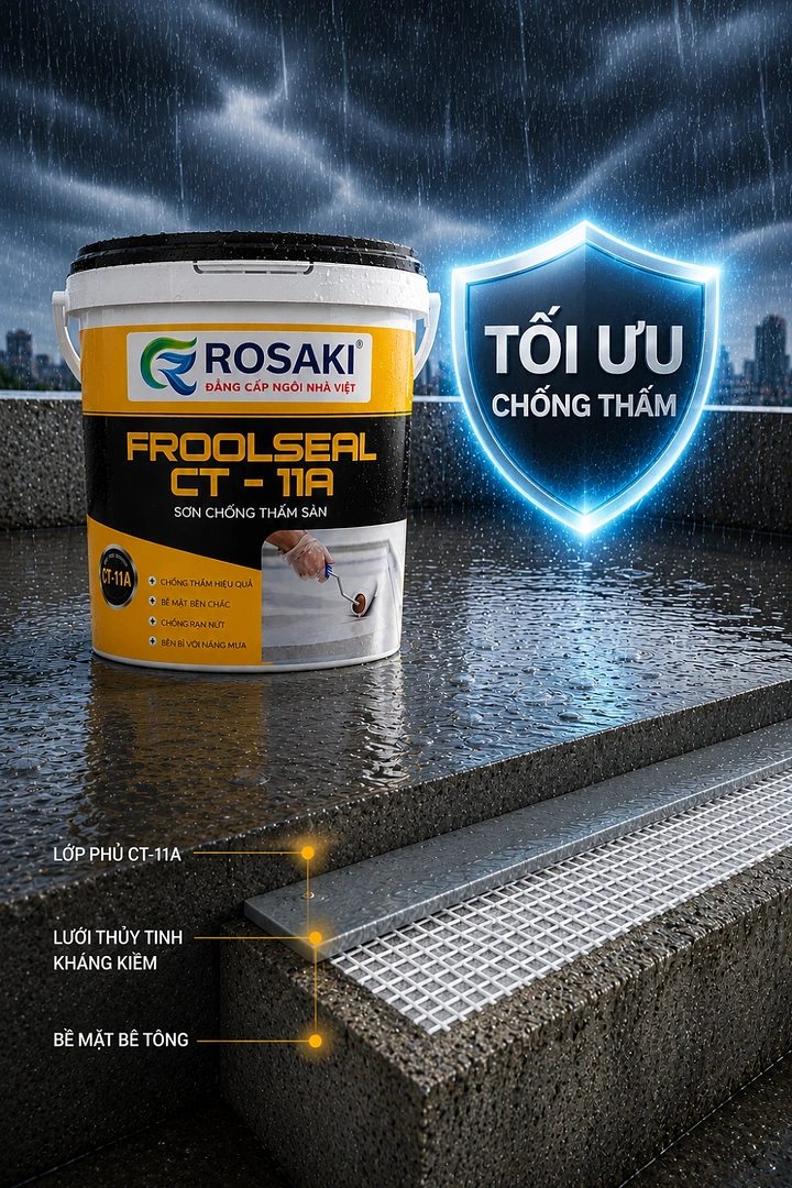 Waterproofing creative ad: Product paired with protective layer cutaway