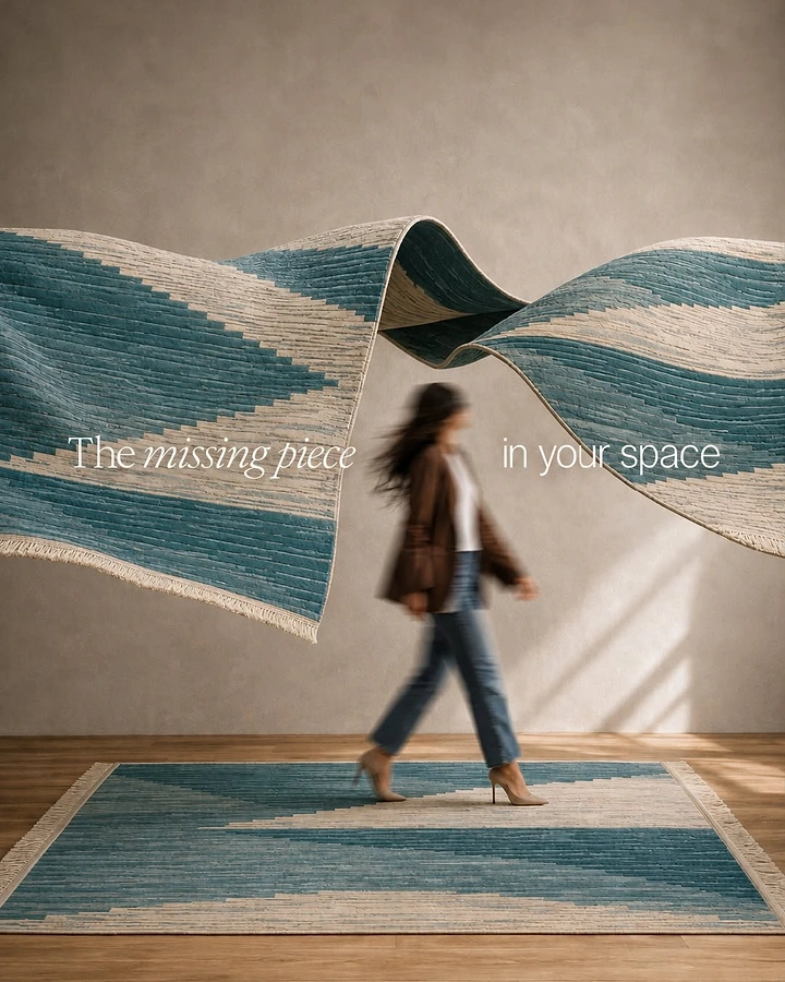 Rugs & Carpets creative ad: Rug wave visualizes missing space