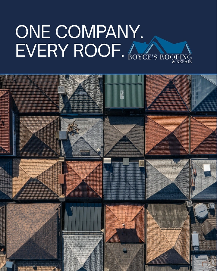 Roofing creative ad: Aerial rooftop grid illustrates 'Every roof'