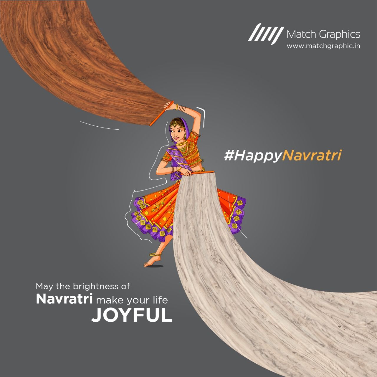 Garba dancer swirling wood and marble laminate sheets like fabric
