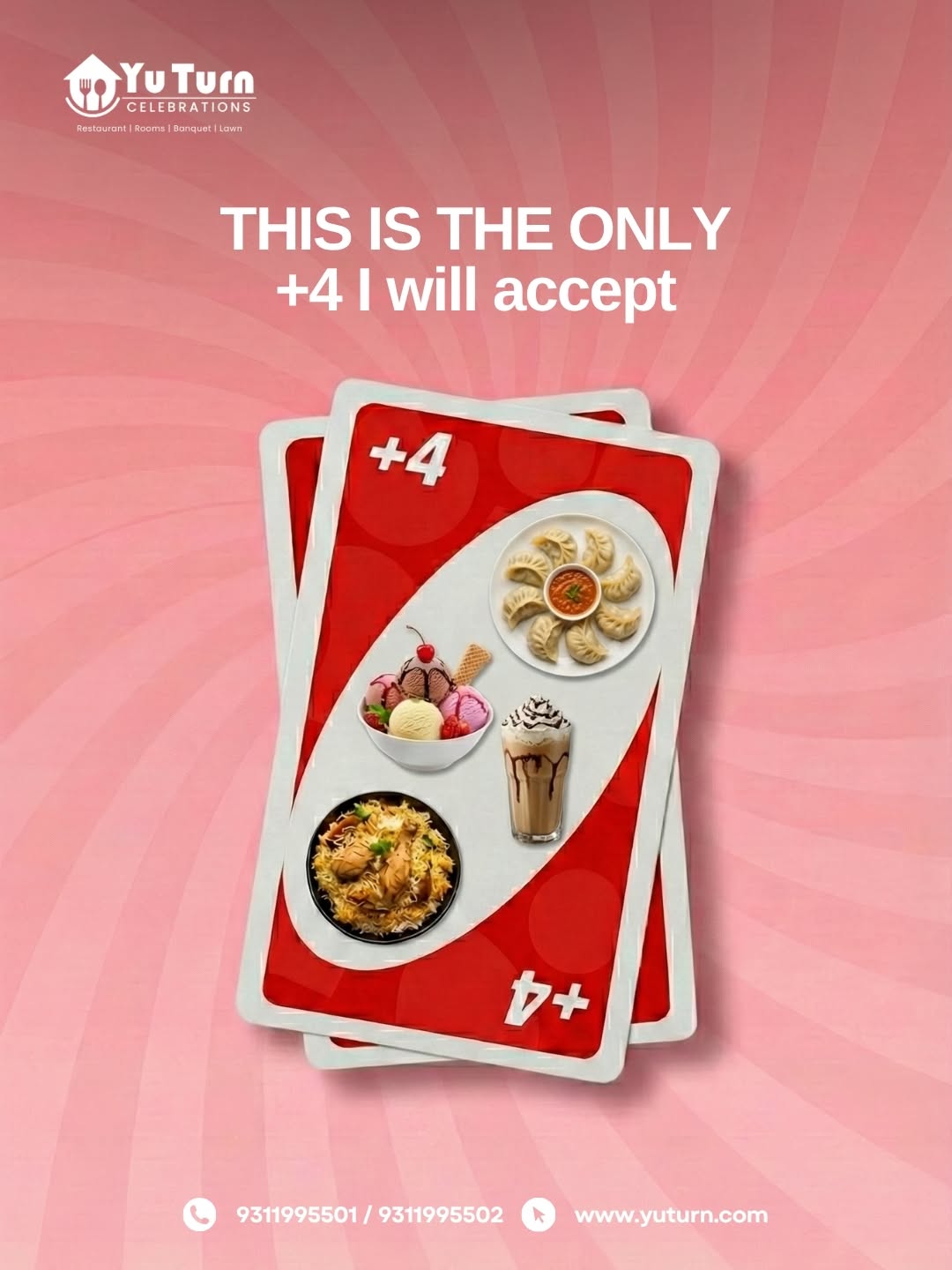 Instagram post: Uno-style plus-four offer pun
