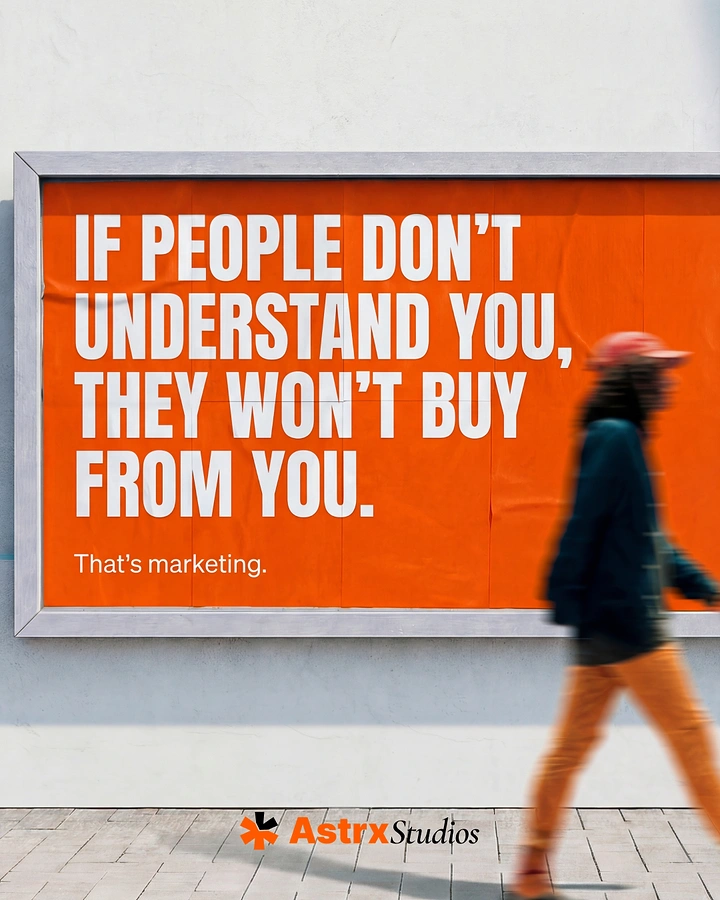 Agency creative ad: Billboard copy defining marketing, witty