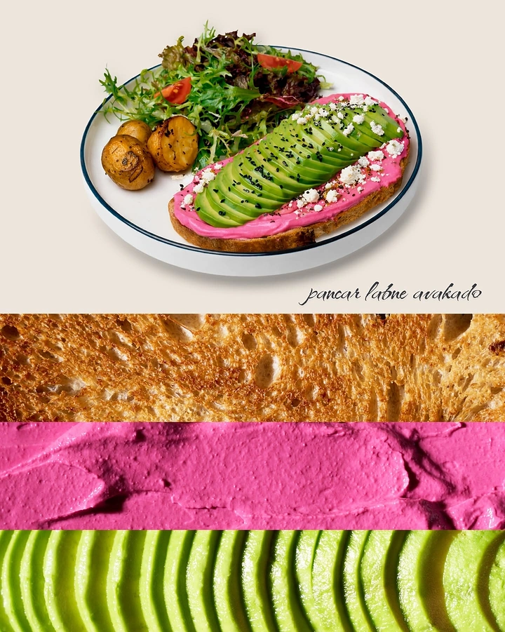 Salad Bars & Healthy Restaurants creative ad: Unexpected color-blocked food arrangement