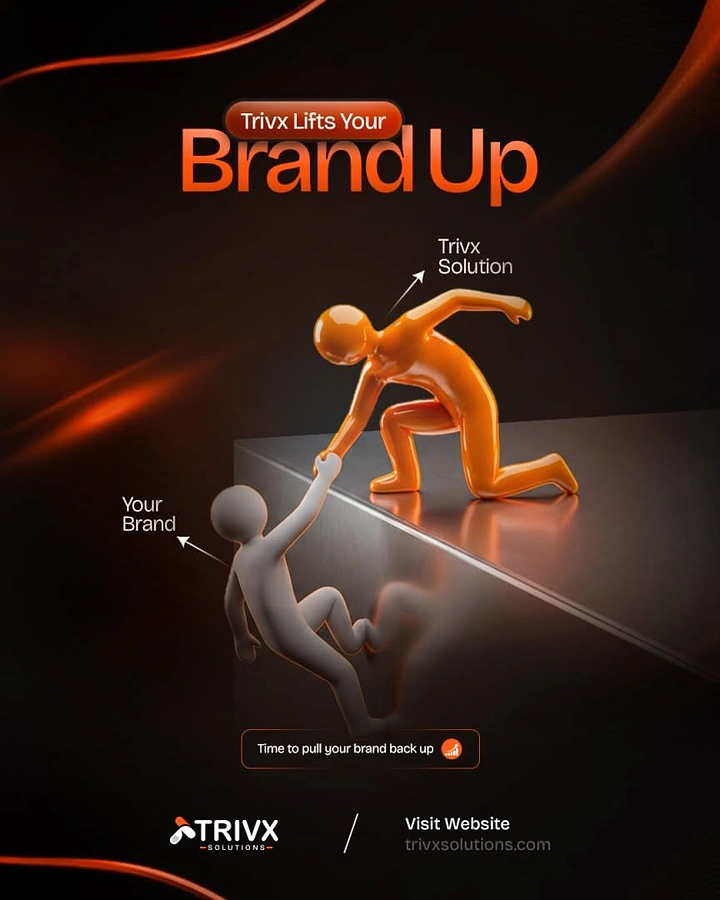 Agency creative ad: Figure pulling 'your brand' up metaphor