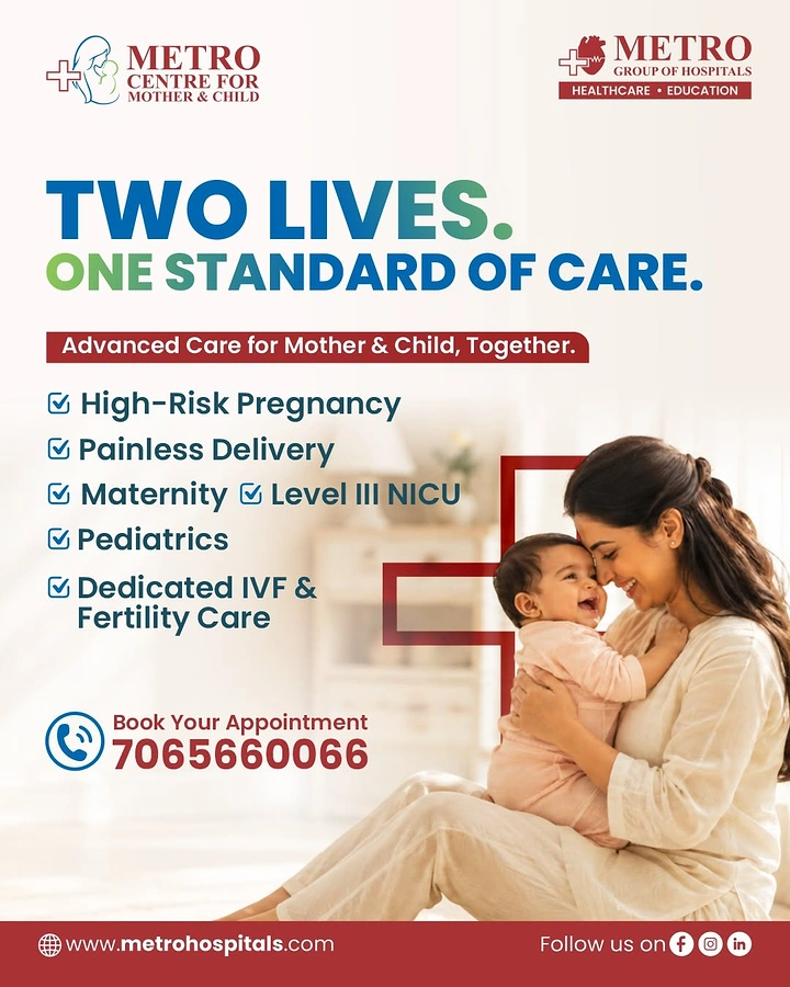 Maternity Hospitals & Gynaecologists creative ad: Two-lives care idea drives composition