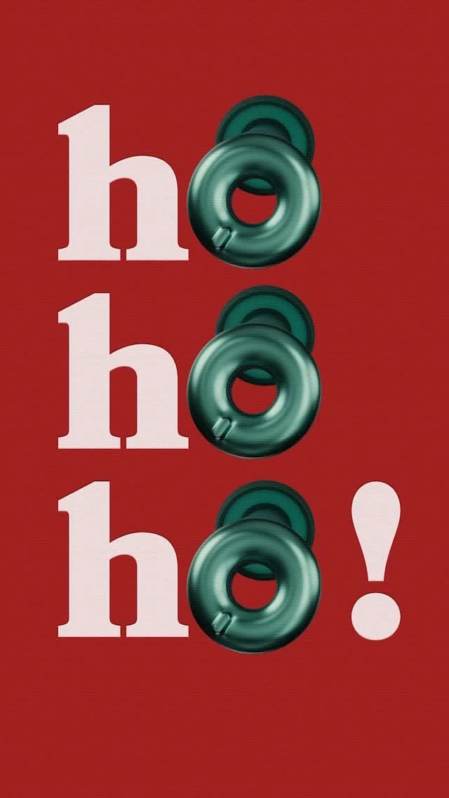 Christmas creative ad: Giant 'ho ho ho!' with 3D green ornament rings as the o's