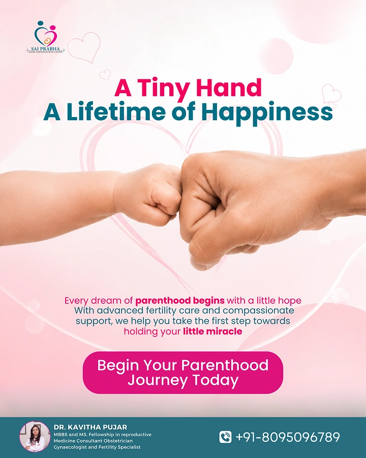 Maternity Hospitals & Gynaecologists creative ad: Tiny-hand metaphor with fist-bump visual