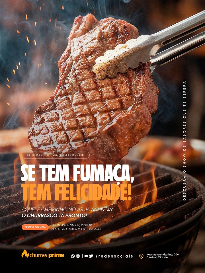 BBQ & Grill Restaurants creative ad: Smoke-and-happiness copy reinforces grilled steak