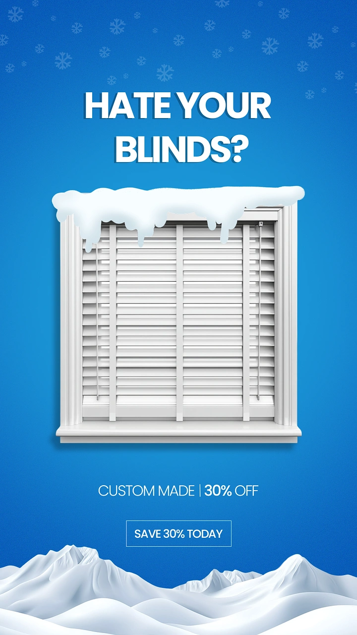 Curtains & Blinds creative ad: Icy blind metaphor makes offer memorable