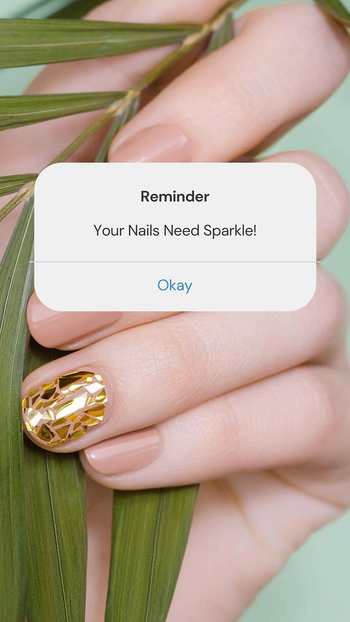 Nail Salons creative ad: Phone reminder pop-up: nails need sparkle