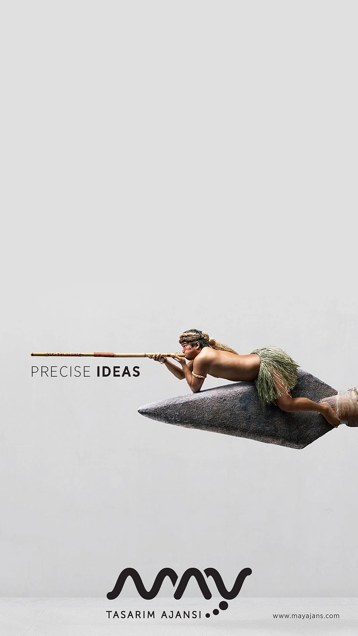 Agency creative ad: Hunter riding spearhead: precise ideas metaphor