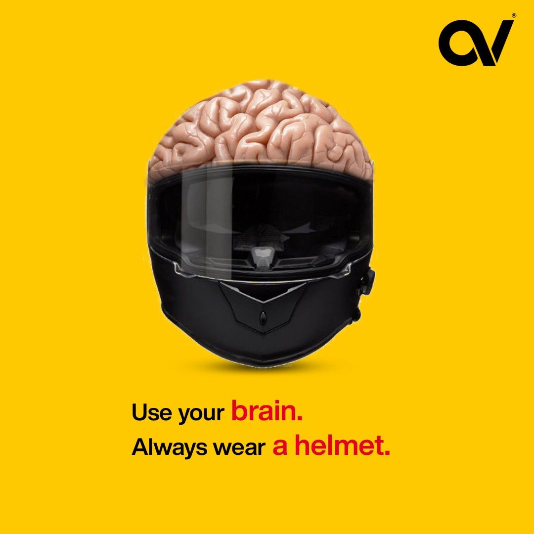 Instagram post: Brain inside helmet makes safety memorable