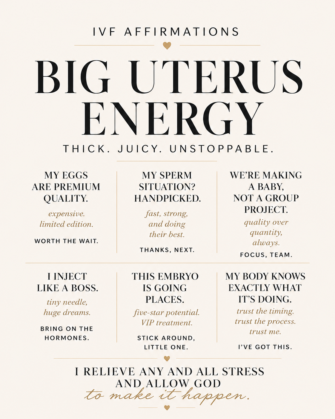 Instagram post: Witty 'Big Uterus Energy' editorial affirmations