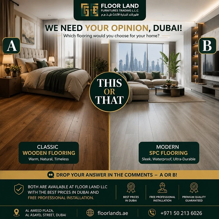 Wooden & Vinyl Flooring creative ad: A/B comparison makes flooring choice interactive