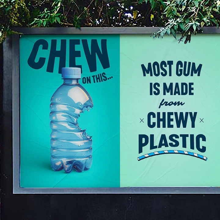 Chewing Gum & Mints creative ad: Bottle visualizes plastic-based gum