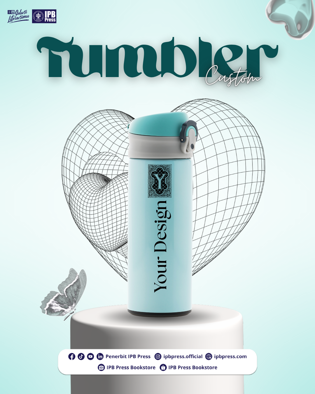 Instagram post: Tumbler inside wireframe heart