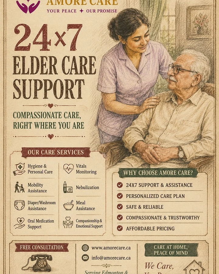 Senior Care creative ad: Vintage sketch newspaper style elder care