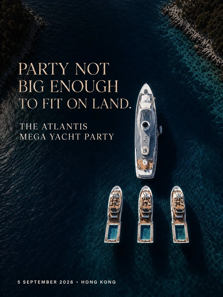 Cruises & Cruise Lines creative ad: Flotilla composition sells oversized party