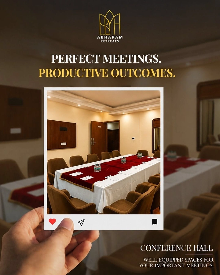 Banquet Halls & Venues creative ad: Hand holding social post of hall