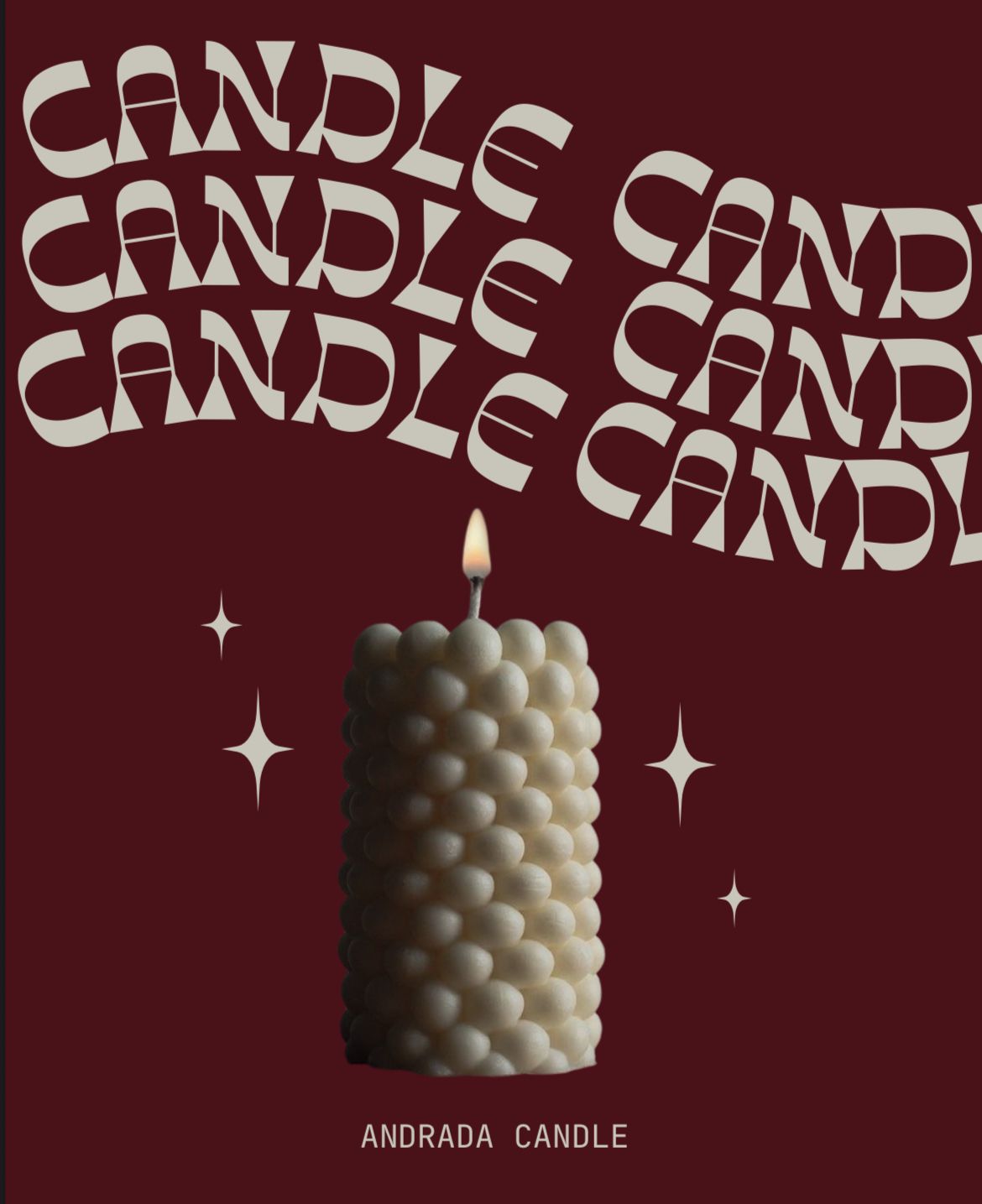 Instagram post: Warped type echoes bubble candle shape