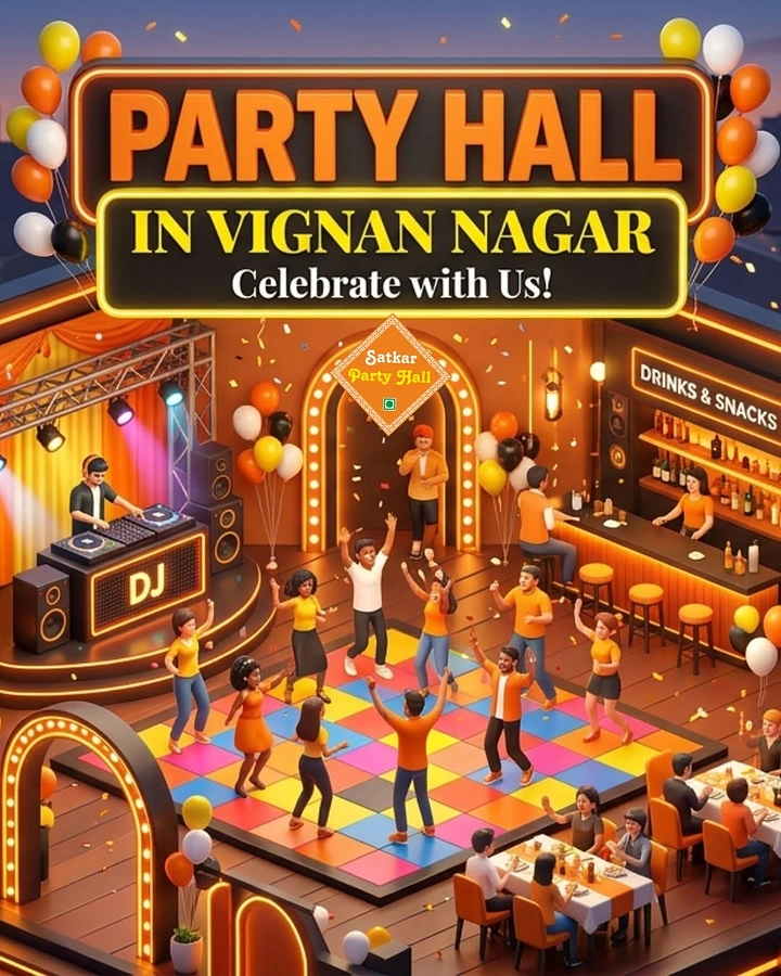 Banquet Halls & Venues creative ad: Isometric 3D party hall diorama