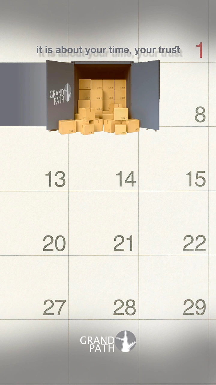Movers & Packers creative ad: Calendar date as box-filled container