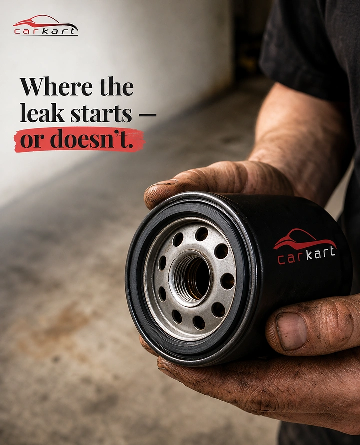 Auto Repair & Garages creative ad: Oil filter with witty 'leak starts' copy