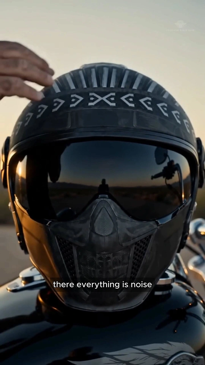 Helmets & Riding Gear creative ad: Quietness copy supports helmet close-up