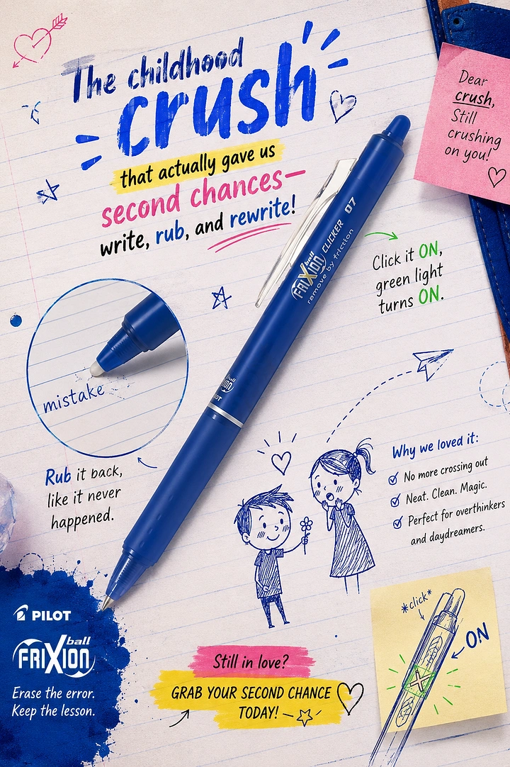 Pens & Writing Instruments creative ad: Childhood-crush second-chances writing metaphor