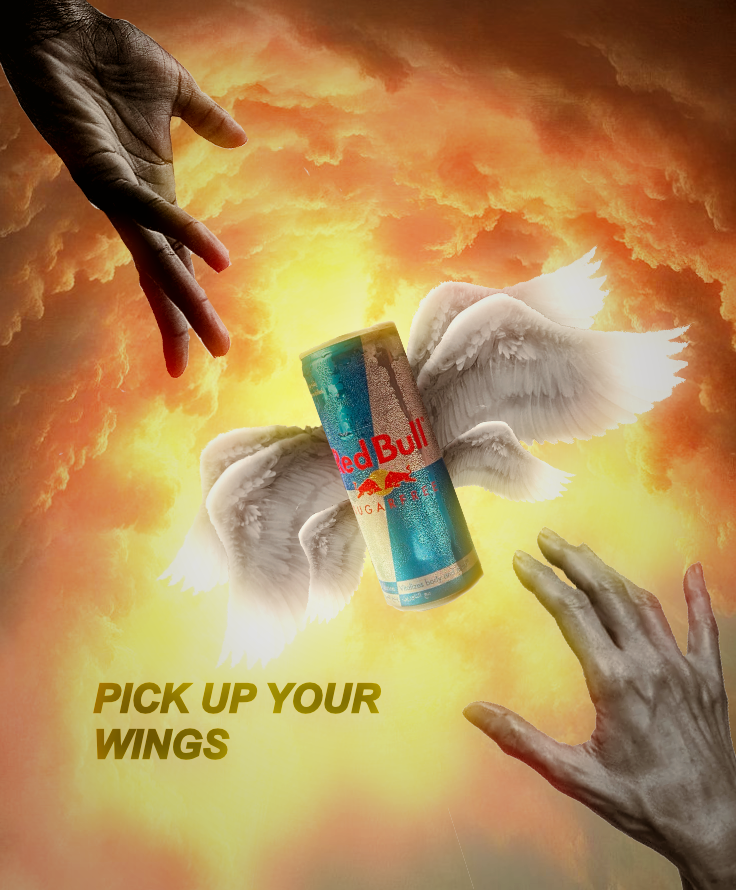 Instagram post: Surreal hands reach for wings