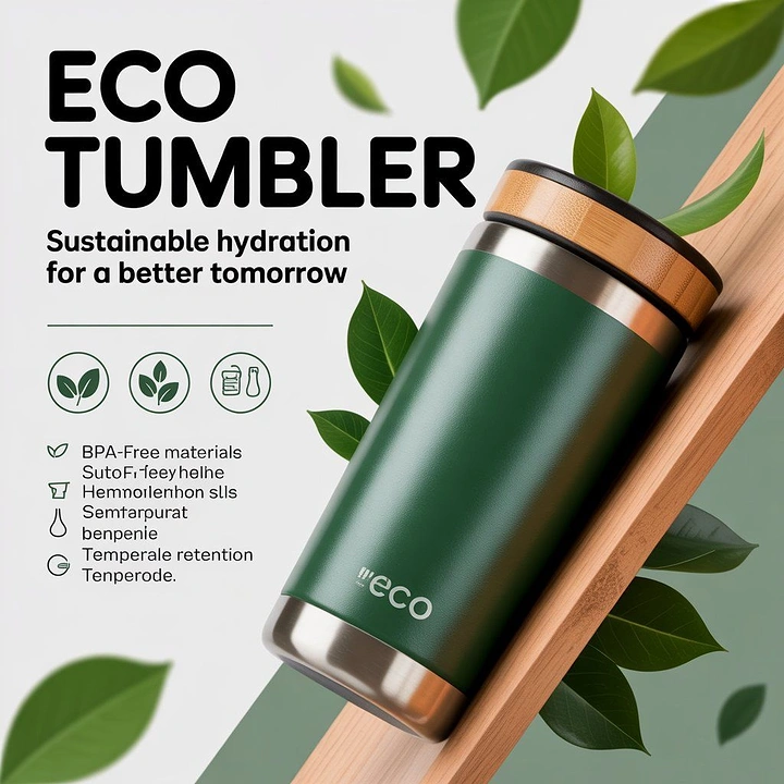 Tumblers, Flasks & Drinkware creative ad: Eco tumbler integrated with foliage metaphor