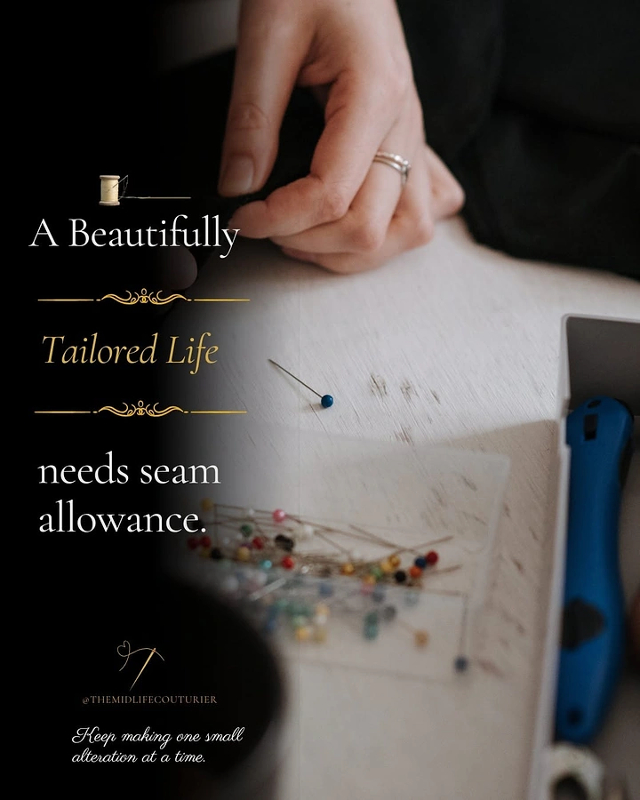 Tailors & Alterations creative ad: 'Seam allowance' life pun, elegant craft