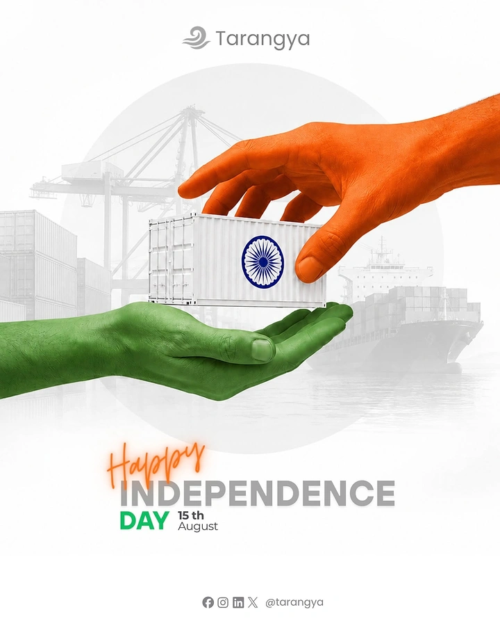 Independence Day creative ad: Tricolor hands handing over a container