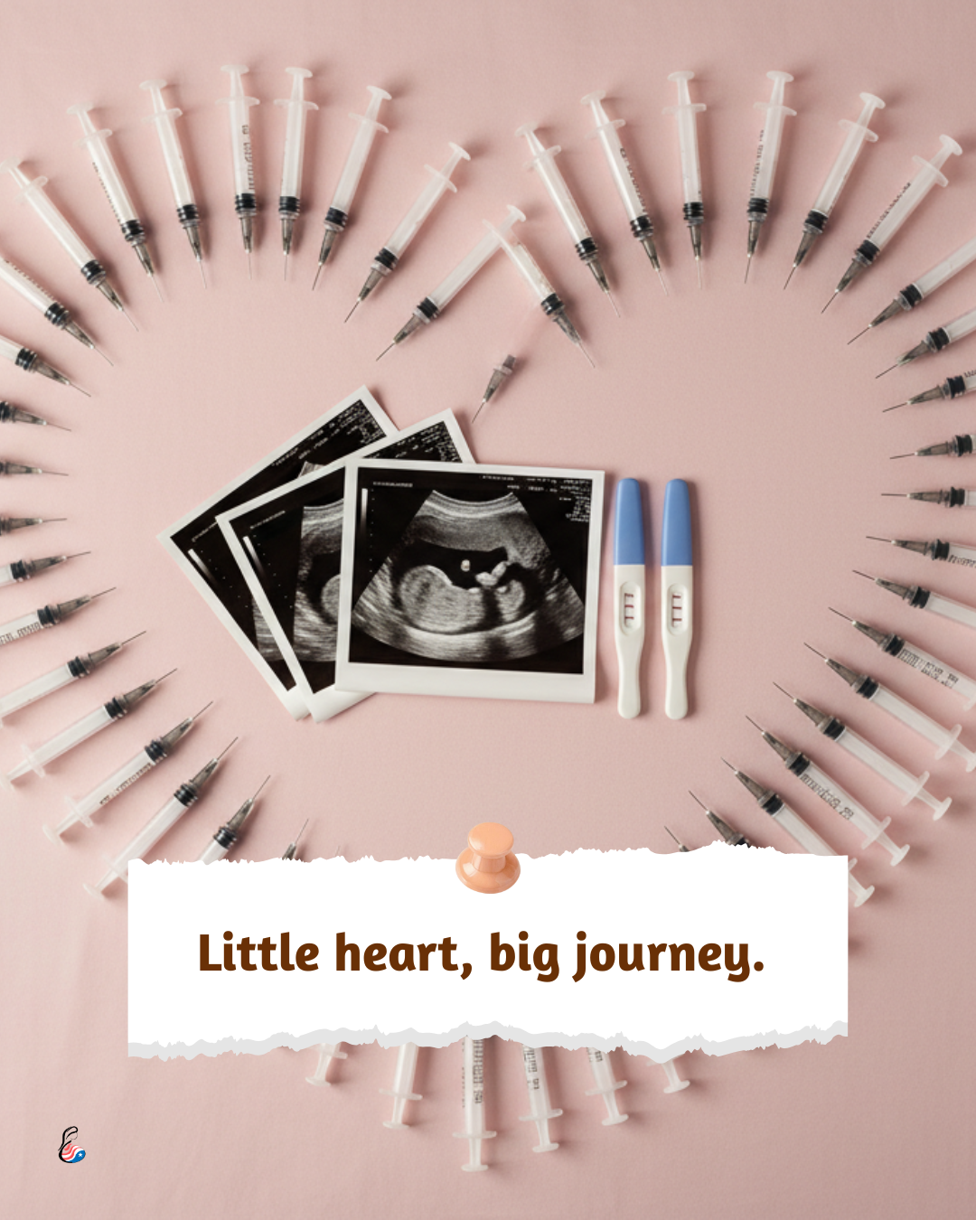 Instagram post: Syringes form heart around ultrasound
