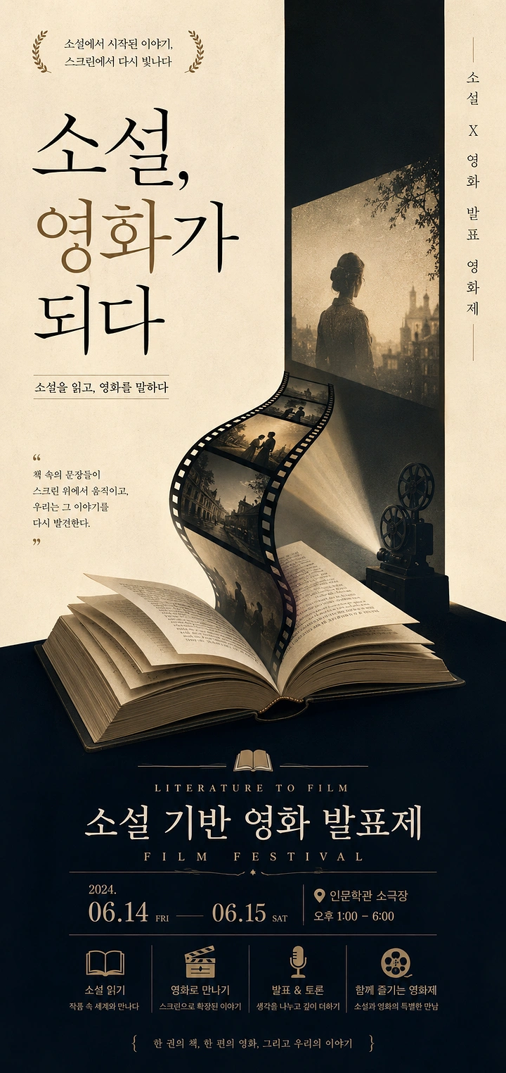 Bookstores creative ad: Open book unspools into film strip metaphor