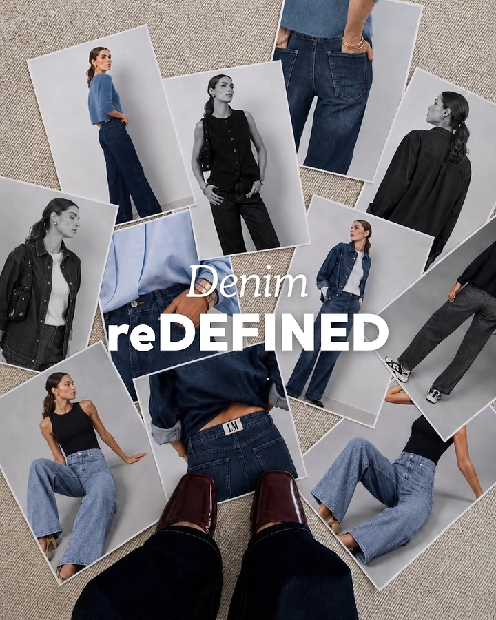 Denim & Jeans Brands creative ad: Collage and reDEFINED wordplay feel distinctive