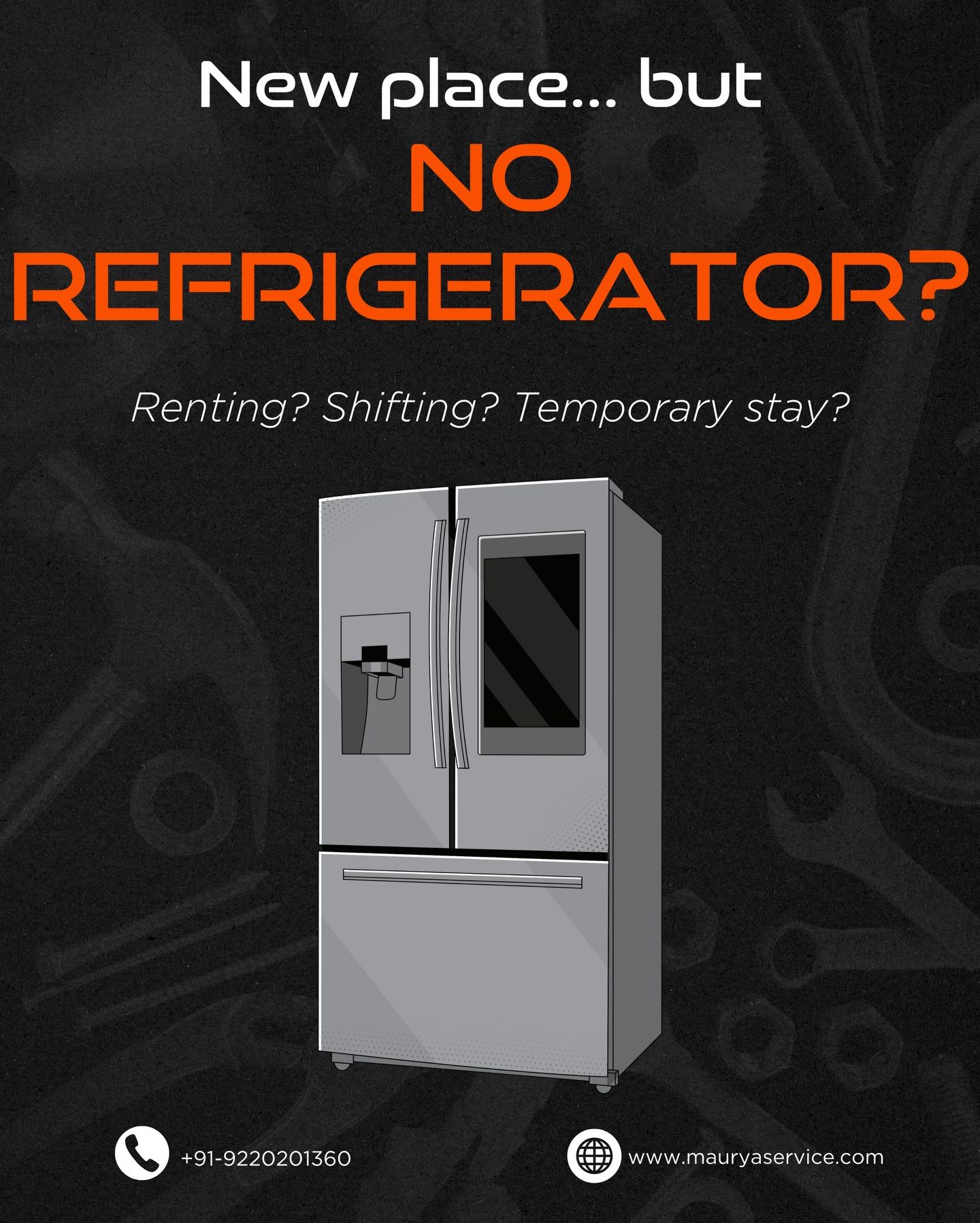 Instagram post: Witty no-refrigerator relocation premise, slide 1