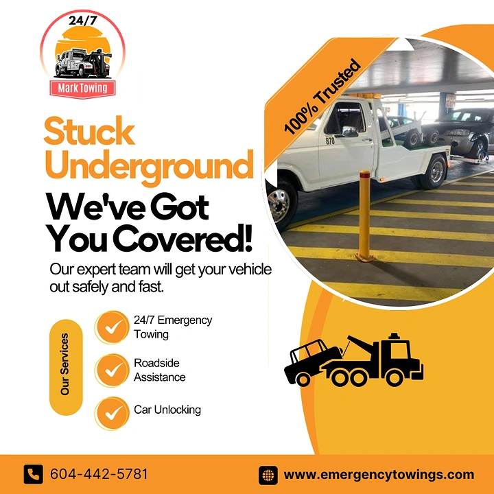Towing & Roadside Assistance creative ad: Underground parking problem drives message