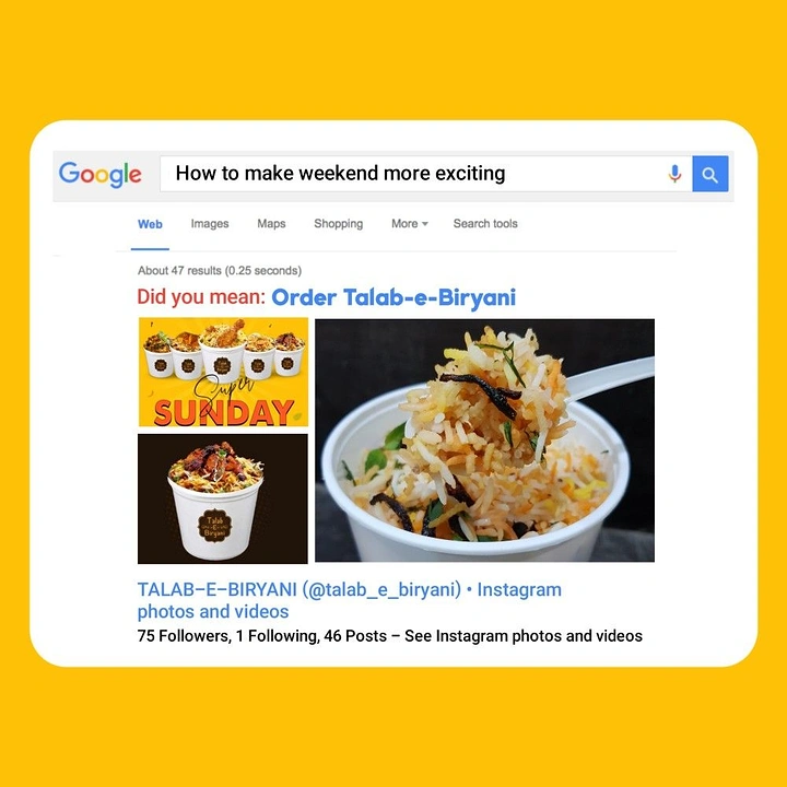 Cloud Kitchens & Food Trucks creative ad: Google search 'did you mean' brand pun