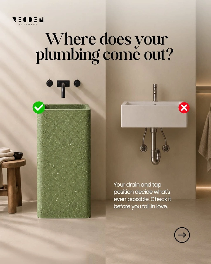 Home Renovation & Remodeling creative ad: Split plumbing comparison makes point memorable