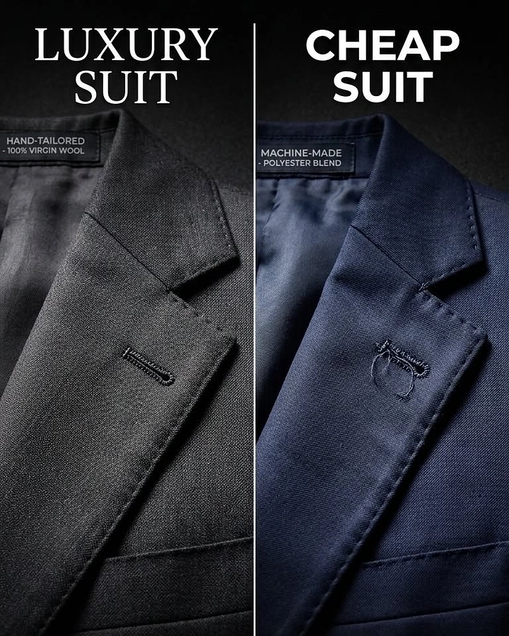Tailors & Alterations creative ad: Luxury vs cheap suit split comparison