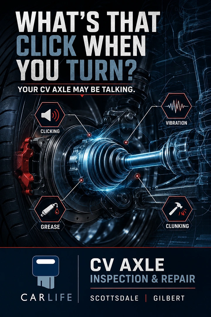 Auto Repair & Garages creative ad: X-ray CV axle with symptom-question hook