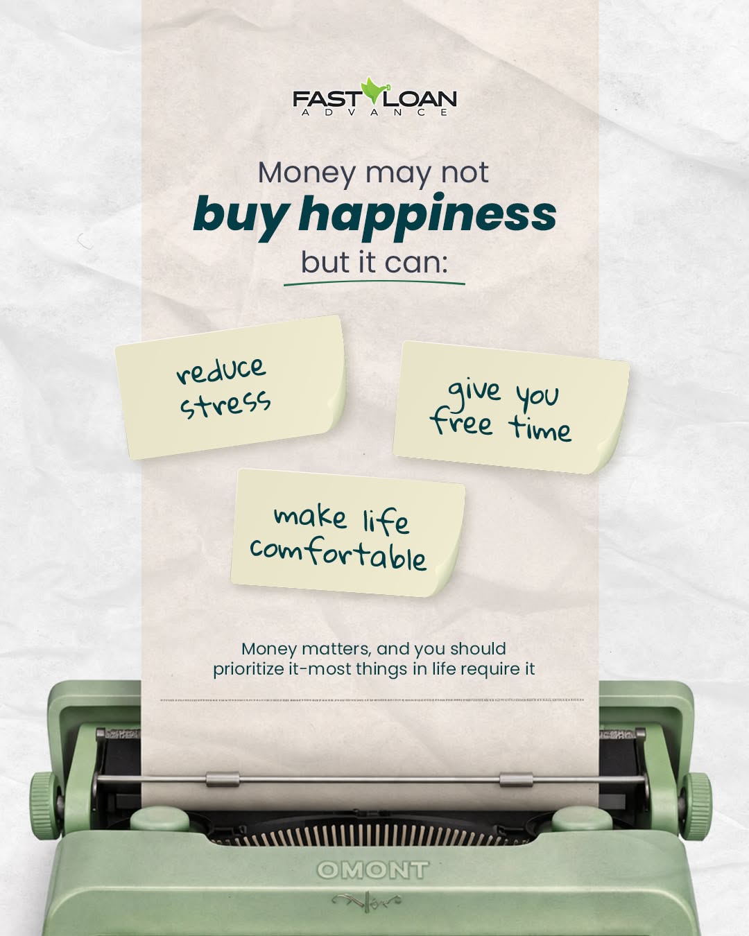Instagram post: Typewriter metaphor connects loans and relief