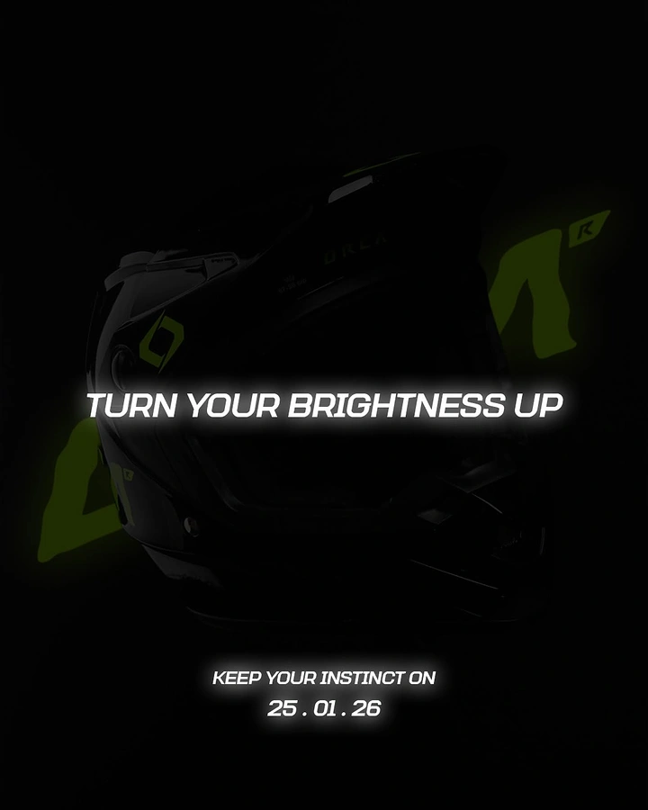 Helmets & Riding Gear creative ad: Brightness-up copy reinforces neon helmet