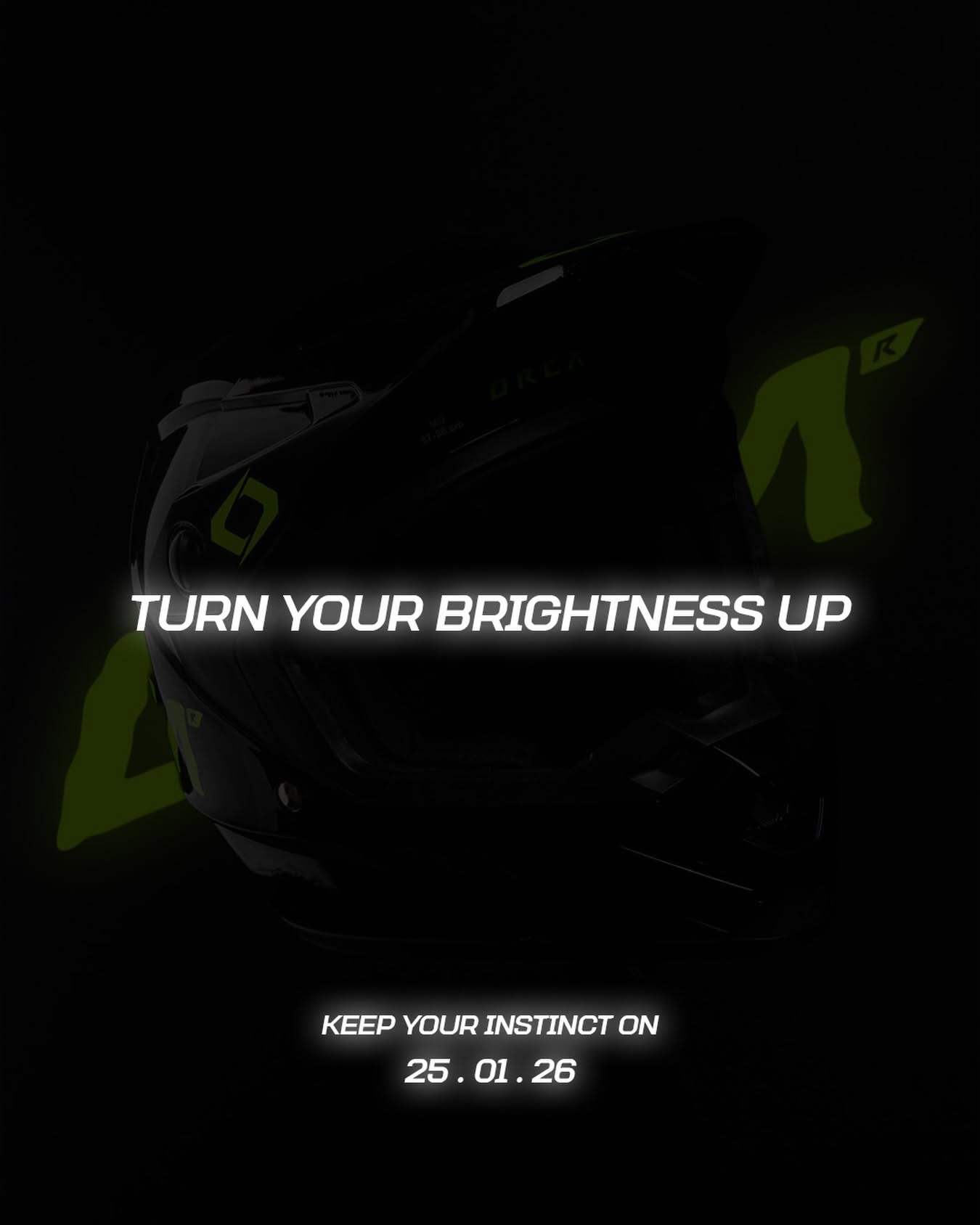 Instagram post: Brightness-up copy reinforces neon helmet