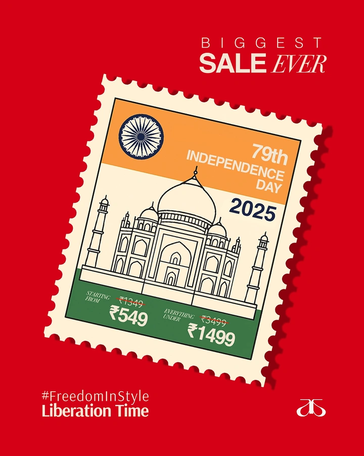 Independence Day creative ad: Postage stamp turned into sale tag