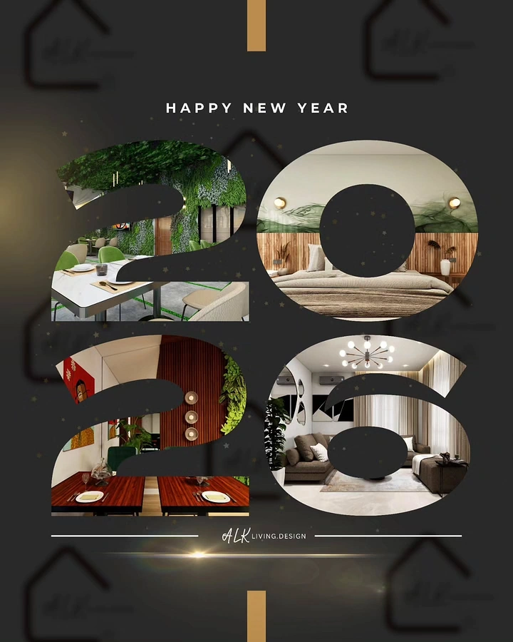New Year creative ad: Giant 2026 numerals filled with interior design photos