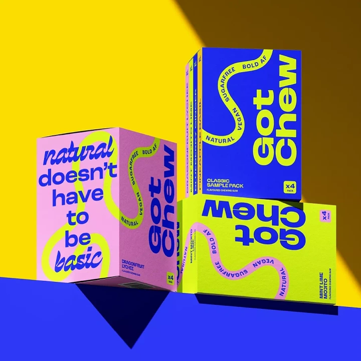 Chewing Gum & Mints creative ad: Gum boxes become geometric stage architecture