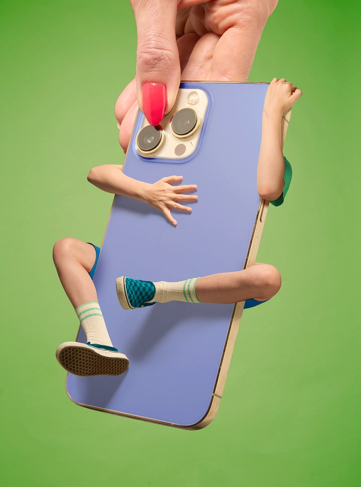 Phone Cases & Mobile Accessories creative ad: Surreal people emerge from phone case