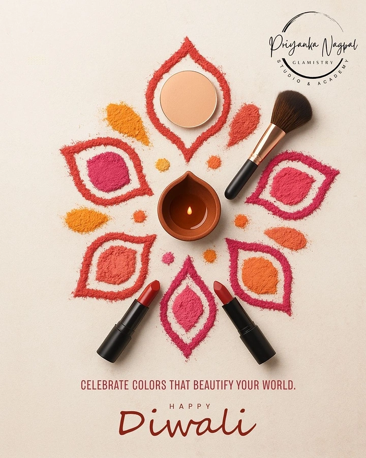Diwali creative ad: Rangoli built from makeup powders